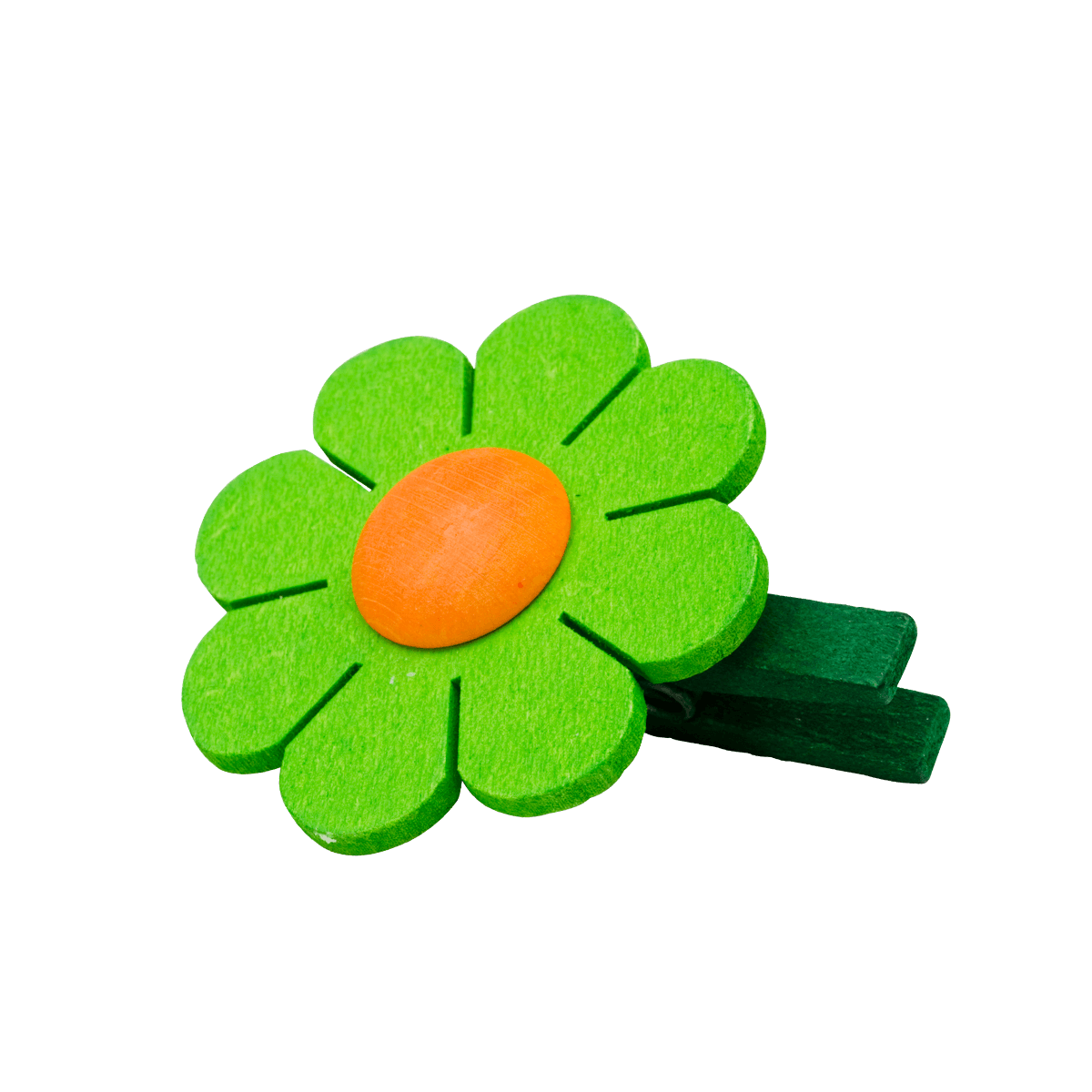 Holzblume mit Klammer - hellgrün -