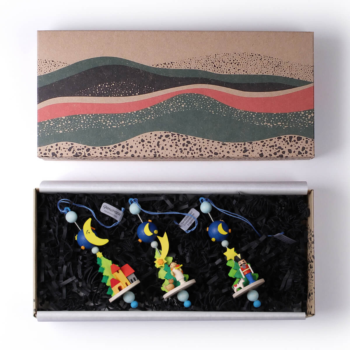 Geschenk-Set 'Erzgebirgsspindel' Baumschmuck, 3-teilig