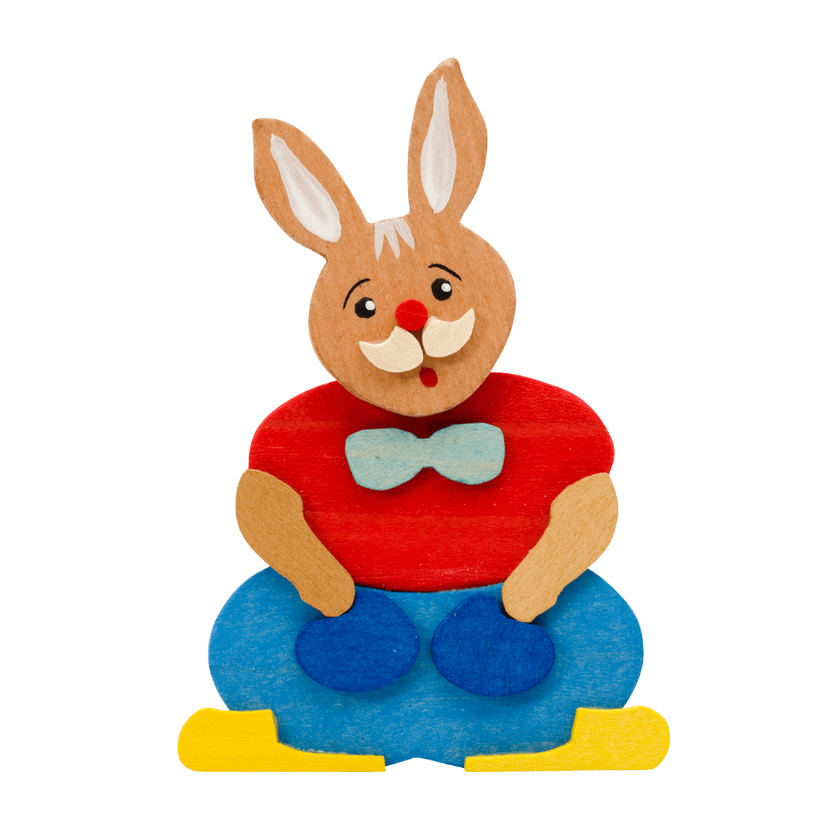 Osterhase mit Klammer - rote Jacke & hellblaue Hose -