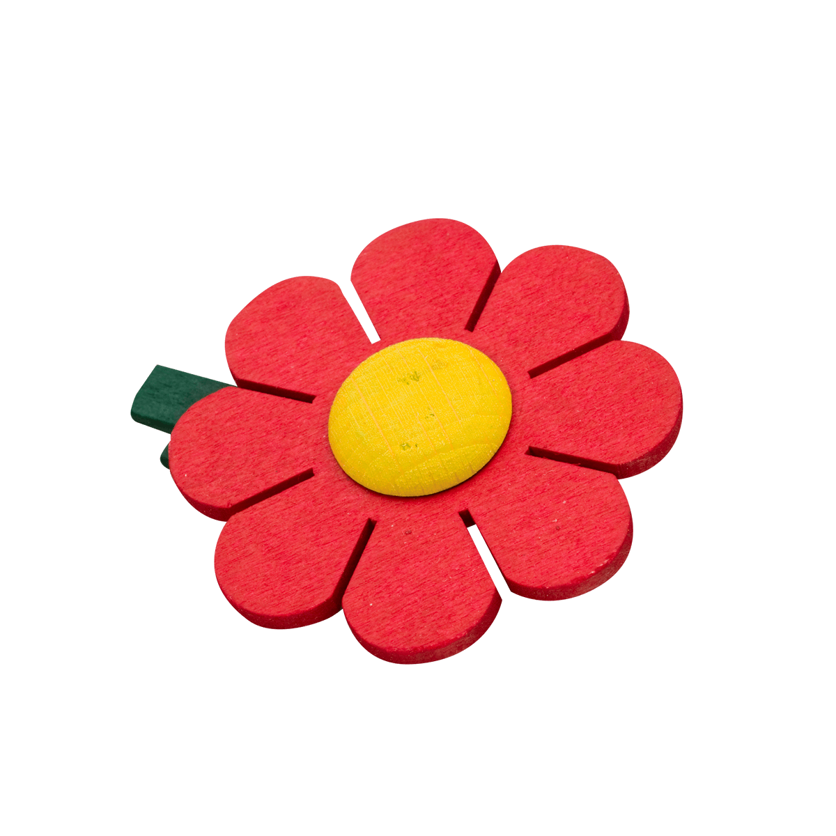 Holzblume mit Klammer - hellrot -