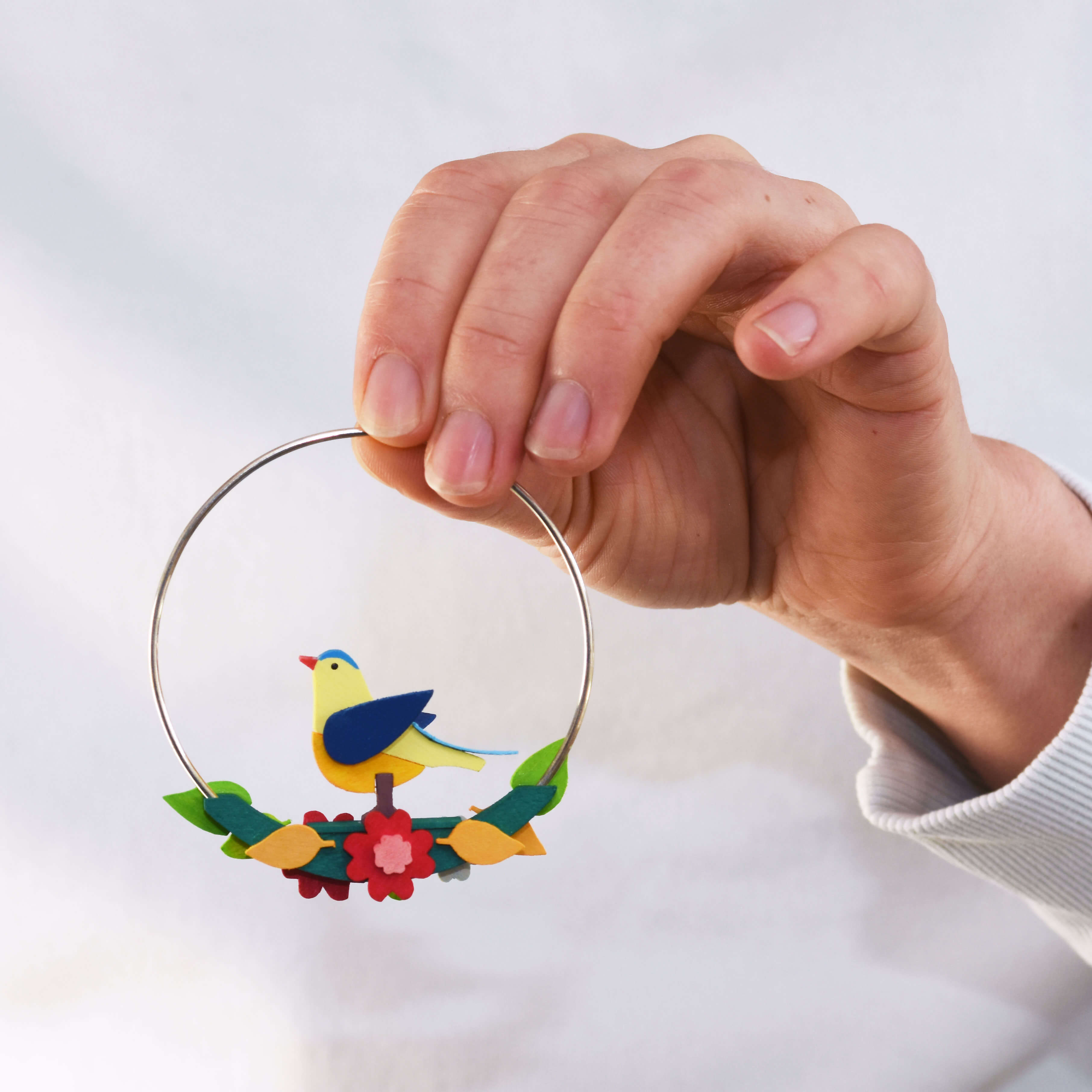 Waldtiere im Ring als Baumschmuck -MIT VOGEL-