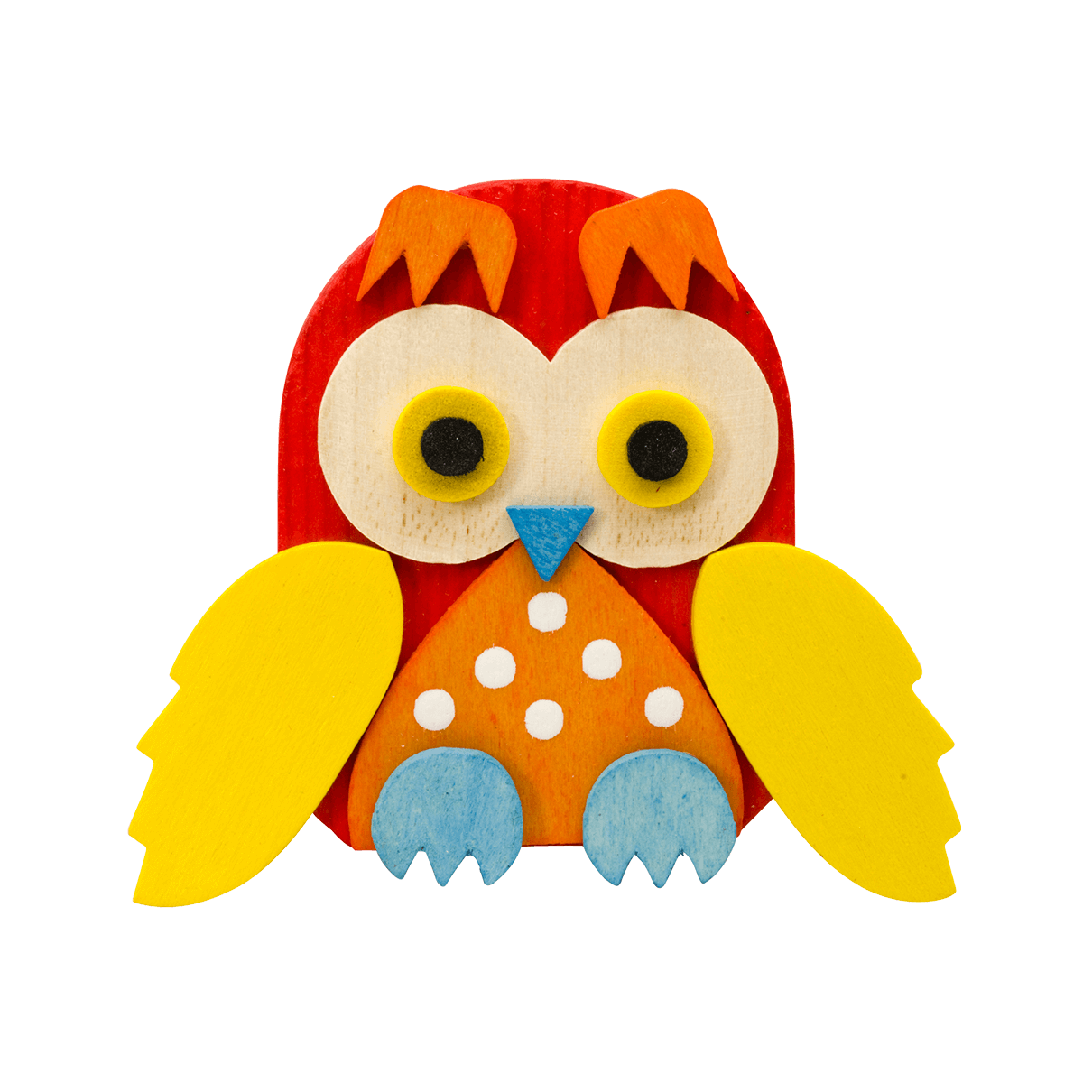 Eule mit Klammer -Rot mit gelben Flügeln-