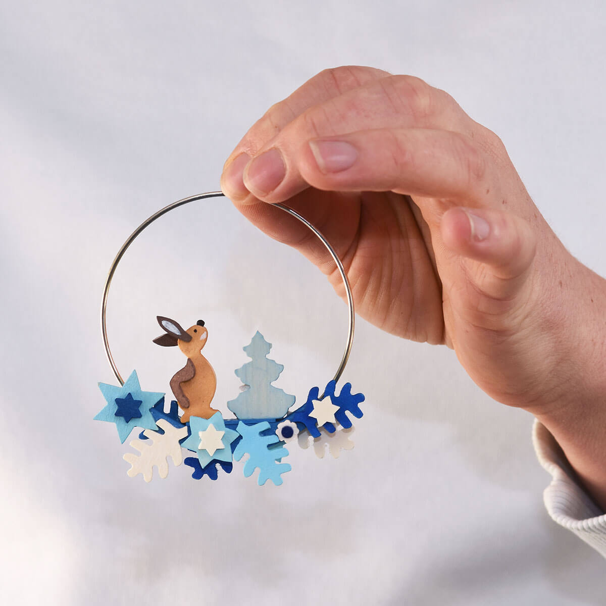 Waldtiere im Ring als Baumschmuck -MIT HASE-