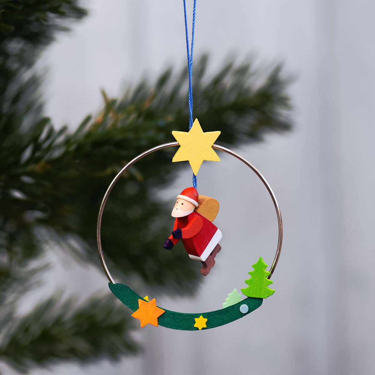 Engel & Weihnachtsmann im Ring als Baumschmuck -MIT WEIHNACHTSMANN-