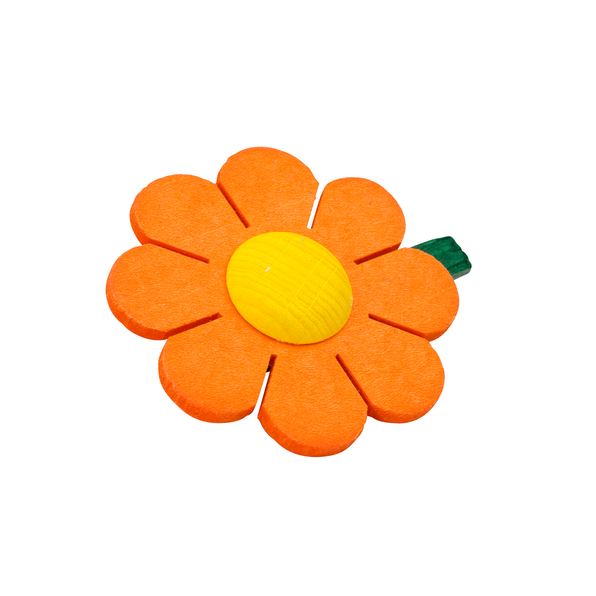 Holzblume mit Klammer - orange