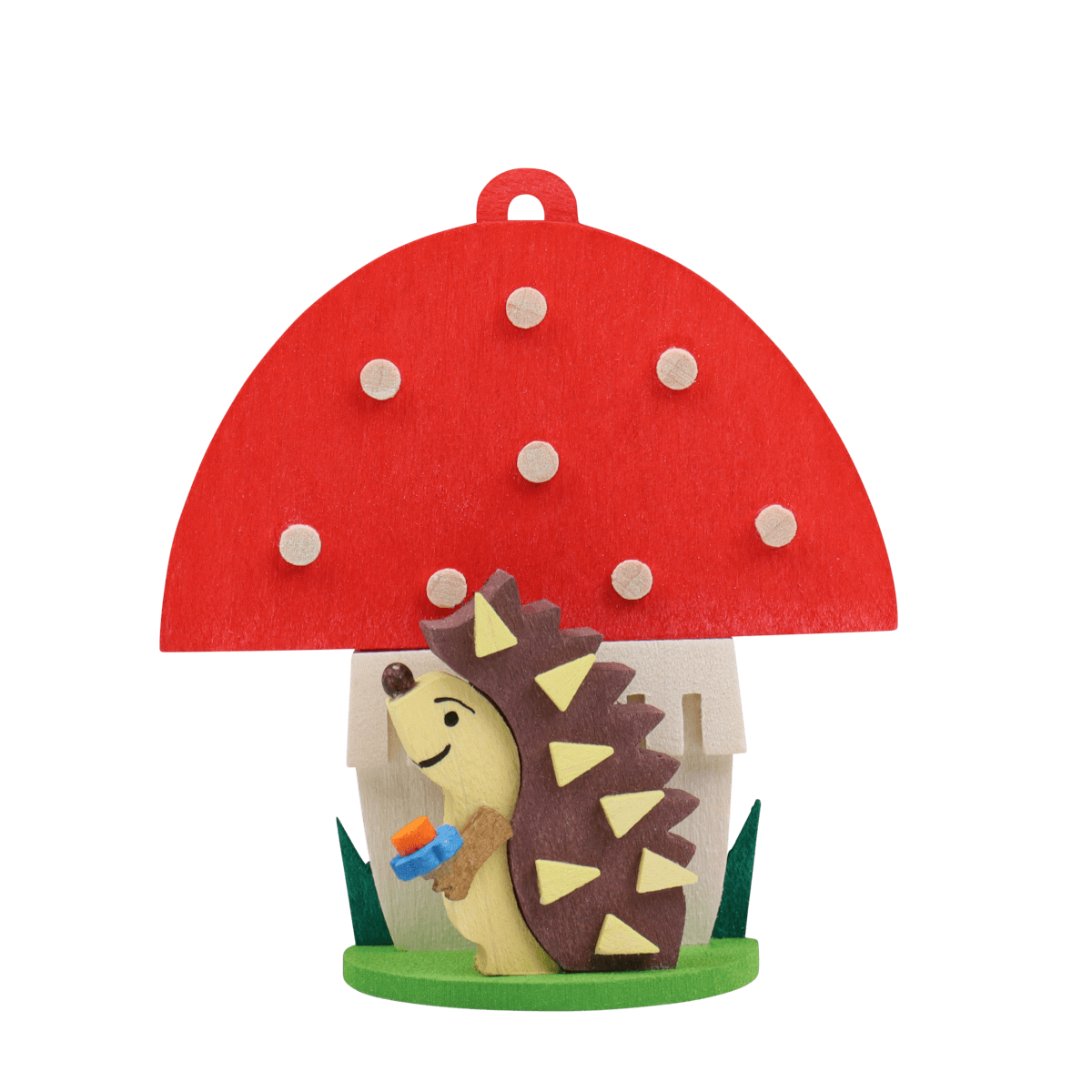 Fliegenpilze mit Tieren als Baumschmuck