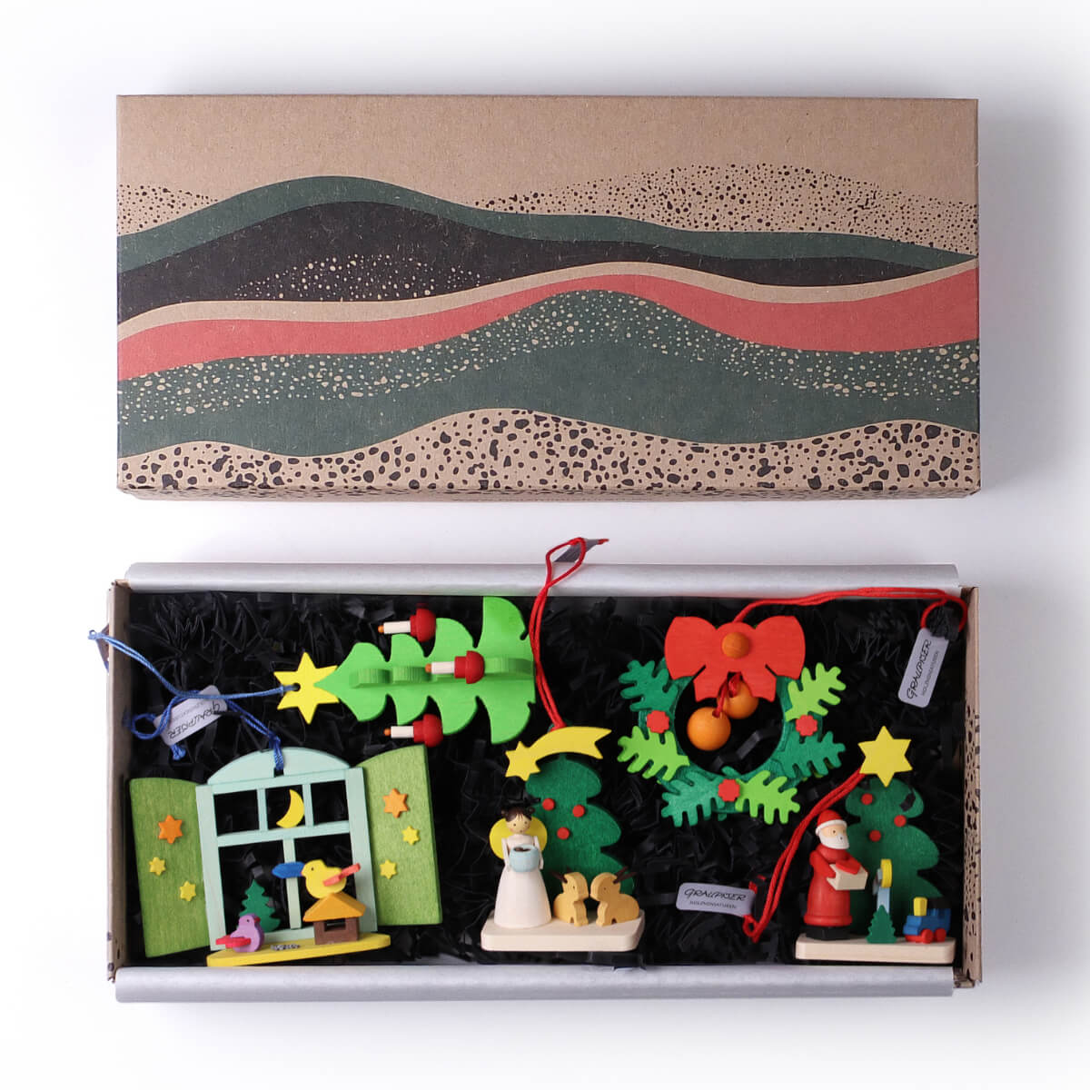 Geschenk-Set 'Grüne Weihnachten' Baumschmuck, 5-teilig