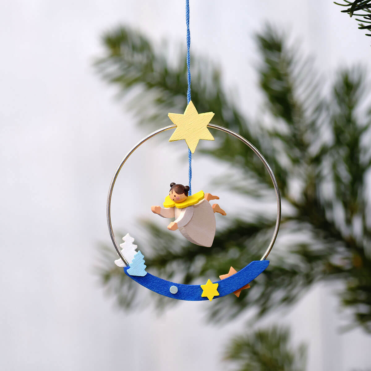 Engel & Weihnachtsmann im Ring als Baumschmuck -MIT ENGEL-
