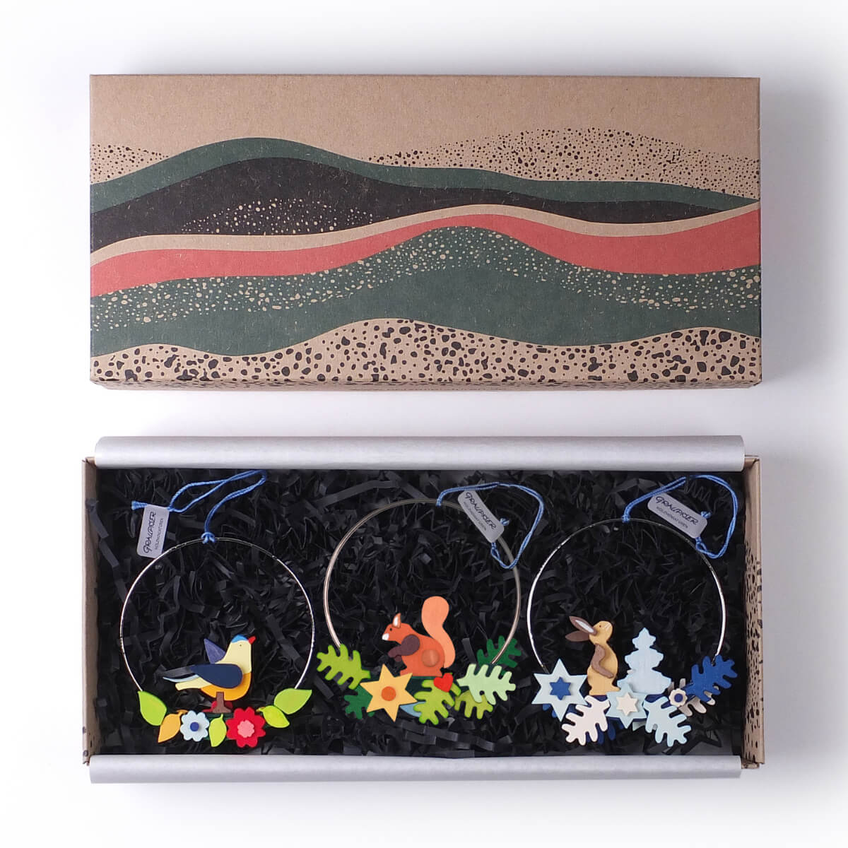 Geschenk-Set 'Waldtiere im Ring' Baumschmuck, 3-teilig