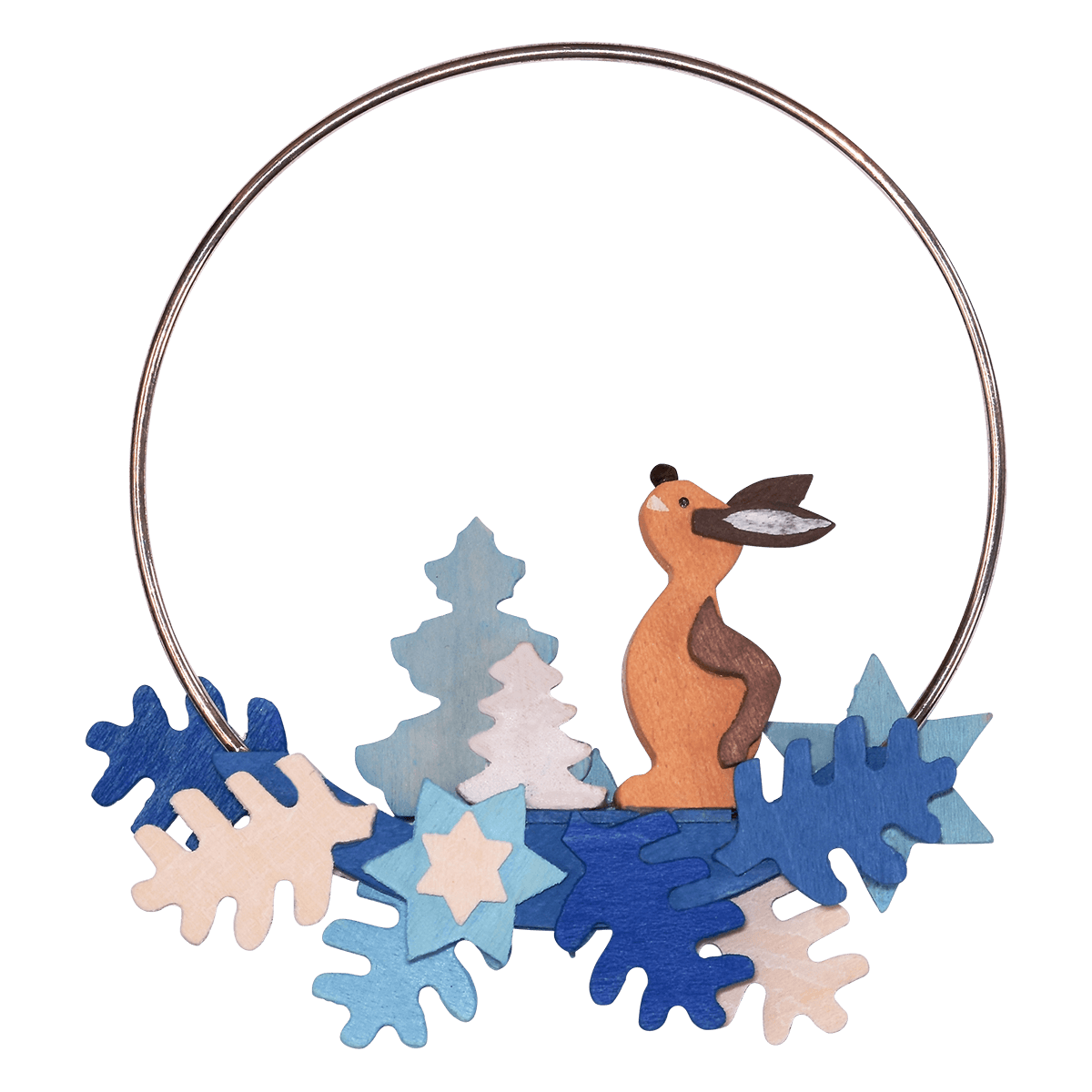 Waldtiere im Ring als Baumschmuck -MIT HASE-