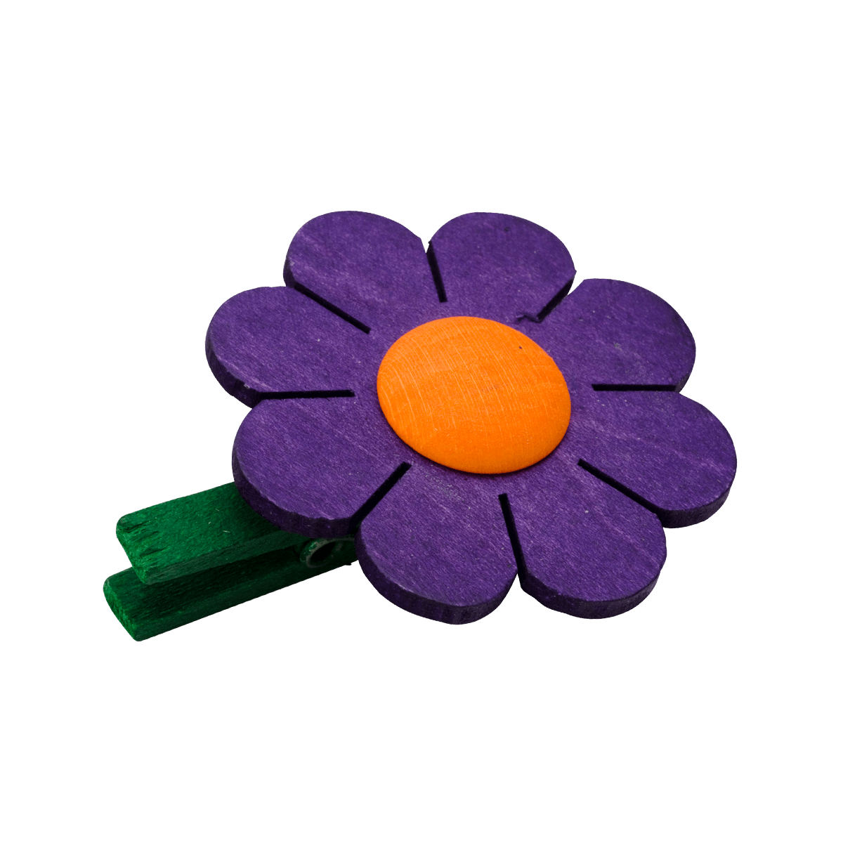 Holzblume mit Klammer - lila -