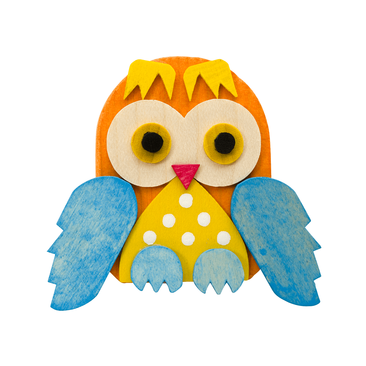 Eule mit Klammer -Orange mit hellblauen Flügeln-